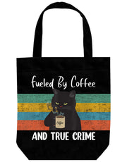 Funny Tote Bag - Black Cat Bag - Cute Cat Stuff - Black Cat Gifts for Cat Lovers Women - Cat Mom Gifts - Birthday Bags for Cat Lady Gifts - Book Tote - Large Reusable Cat Gift Bags (Black Coffee Cat)