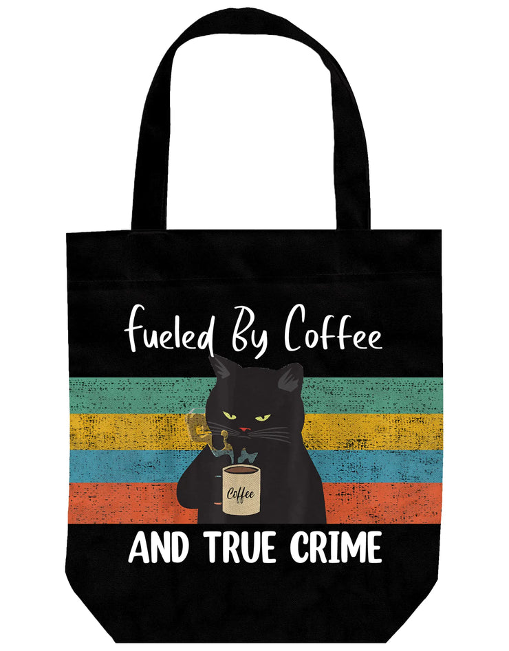 Funny Tote Bag - Black Cat Bag - Cute Cat Stuff - Black Cat Gifts for Cat Lovers Women - Cat Mom Gifts - Birthday Bags for Cat Lady Gifts - Book Tote - Large Reusable Cat Gift Bags (Black Coffee Cat)