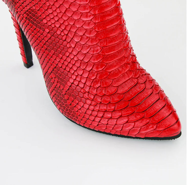 Crocodile Pattern High Heel Ankle Boots