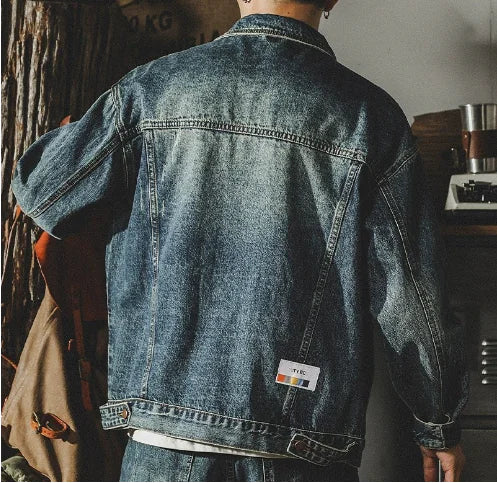 Men's Vintage Washed Denim Jacket for Spring 2023