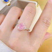 Simple Yellow Diamond Egg-Shaped Inlay Ring