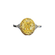 Simple Yellow Diamond Egg-Shaped Inlay Ring