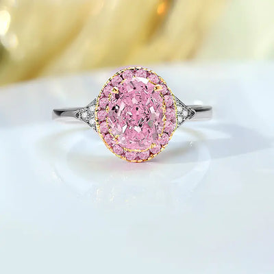 Simple Yellow Diamond Egg-Shaped Inlay Ring