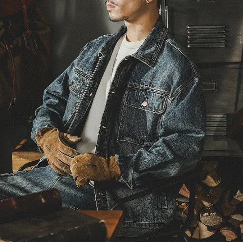Men's Vintage Washed Denim Jacket for Spring 2023