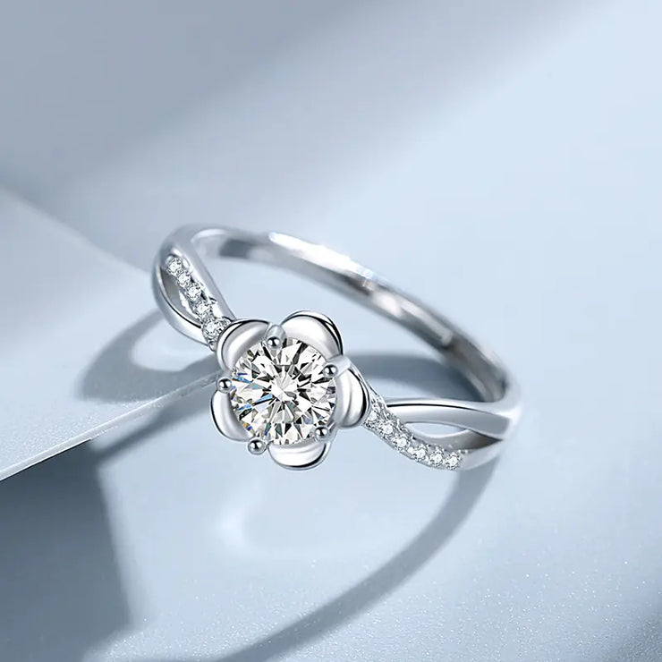 S925 Sterling Silver Peach Blossom Diamond Ring